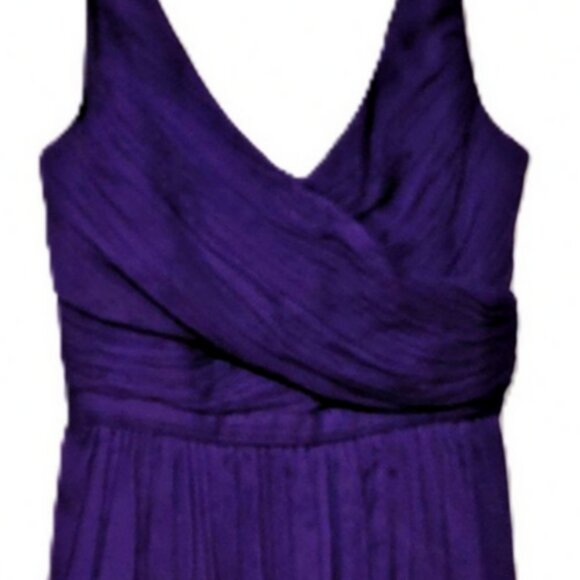 J Crew Purple Heidi Silk Chiffon Cross Front Bodice Fit* Flare Dress Size 0 NWOT - Picture 2 of 9